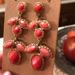 Gold Tone and Coral Earrings